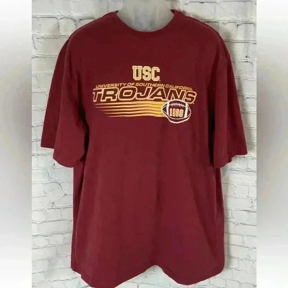 Men’s Size 2XLT USC Trojans Football Short Sleeve T-Shirt Maroon Red Sports fan - Picture 12 of 12